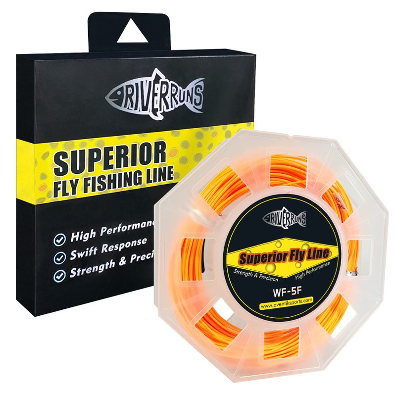 Riverruns Fly Fishing Floating Line with Welded Loop Weight Forward Fly Lines 85FT WF3 4 5 6 7 8F (Orange, WF4F) - Image 1